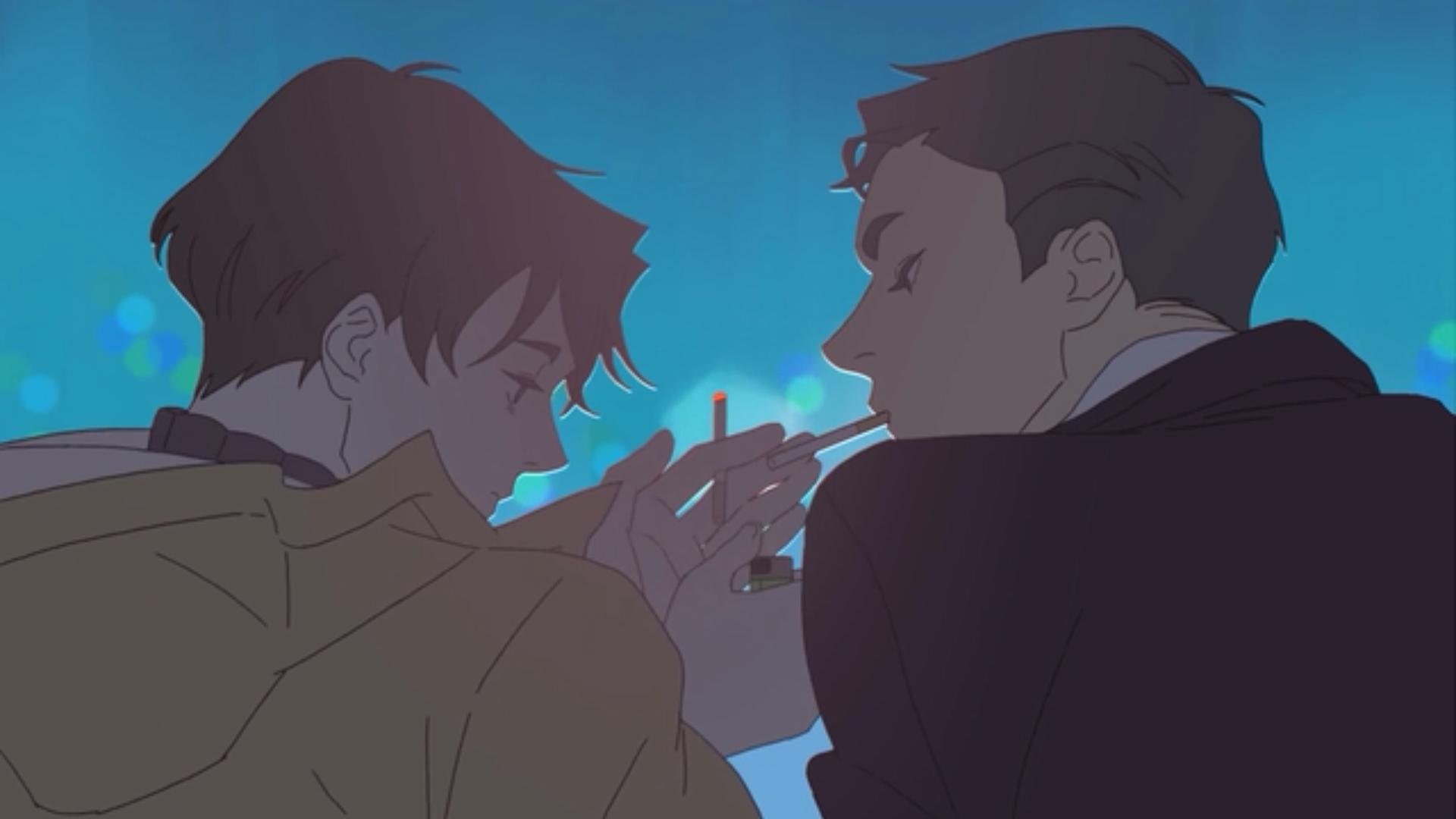 韩国短篇同志动漫《呼吸过度》图解第一集:同学会上的相遇