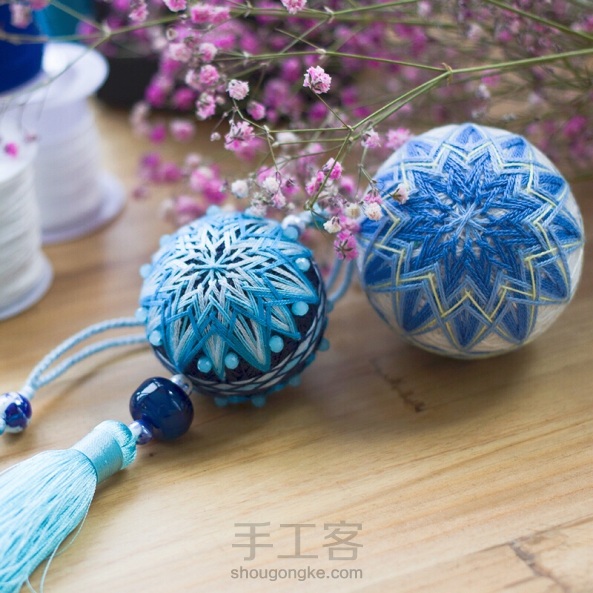 冰凌花手鞠球,手鞠球冰凌花教程