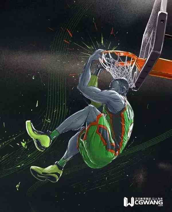 cg插画师王凌,扣篮插画素材高清