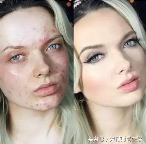 她妆前满脸暗疮,妆后美若天仙