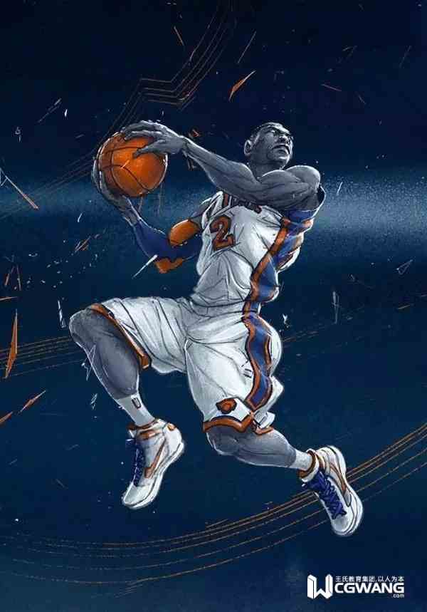 cg插画师王凌,扣篮插画素材高清