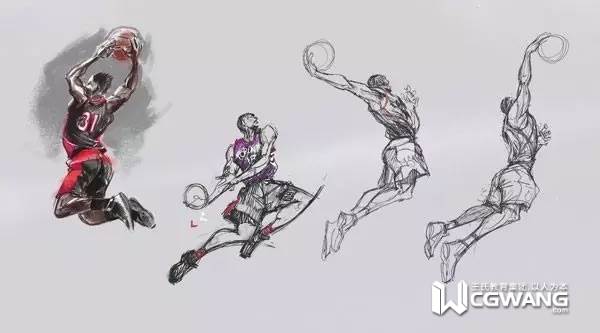 cg插画师王凌,扣篮插画素材高清