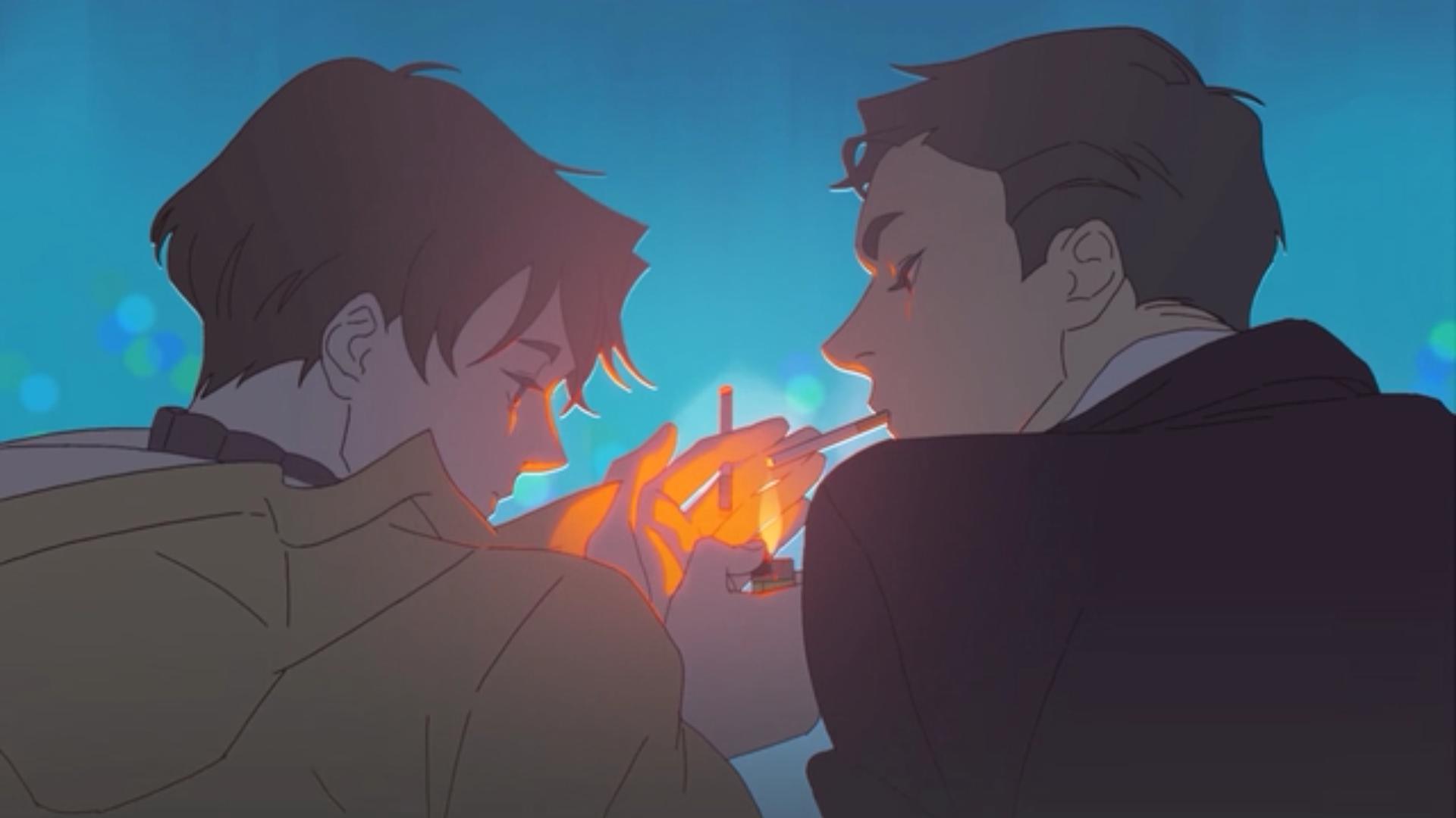 韩国短篇同志动漫《呼吸过度》图解第一集:同学会上的相遇