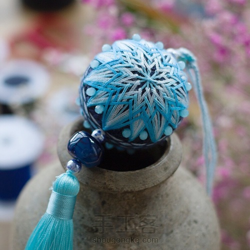 冰凌花手鞠球,手鞠球冰凌花教程