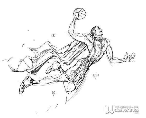cg插画师王凌,扣篮插画素材高清