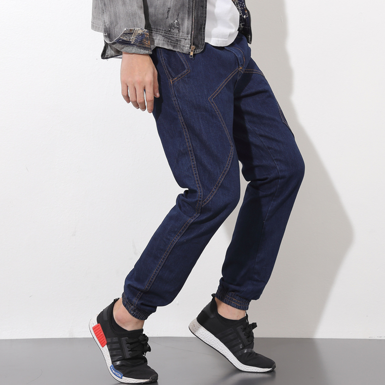 矮个子男生适合穿垂坠感牛仔裤,抽绳宽松牛仔裤男微胖