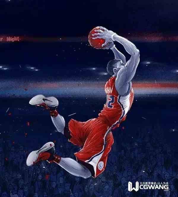 cg插画师王凌,扣篮插画素材高清