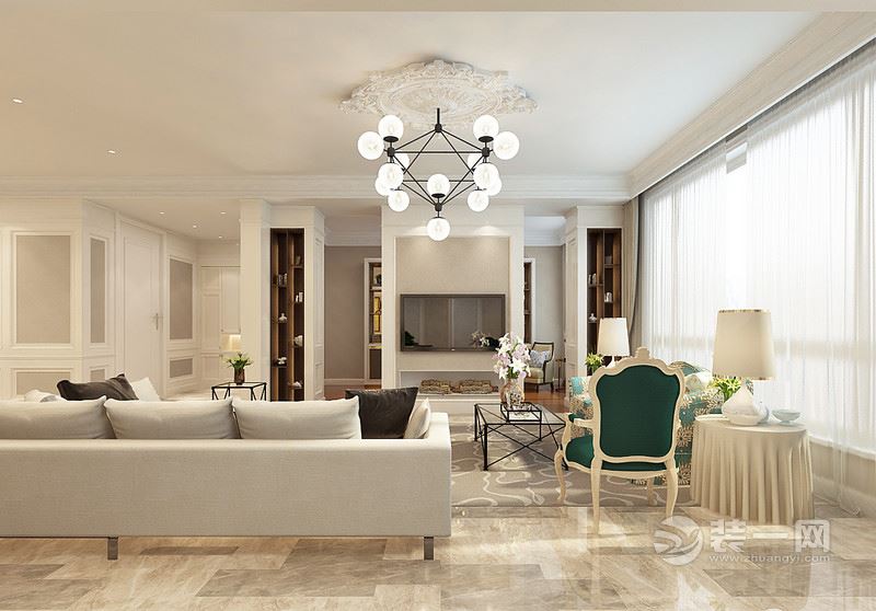 石家庄兰园横厅户型装修效果图,石家庄碧景园160平装修效果图