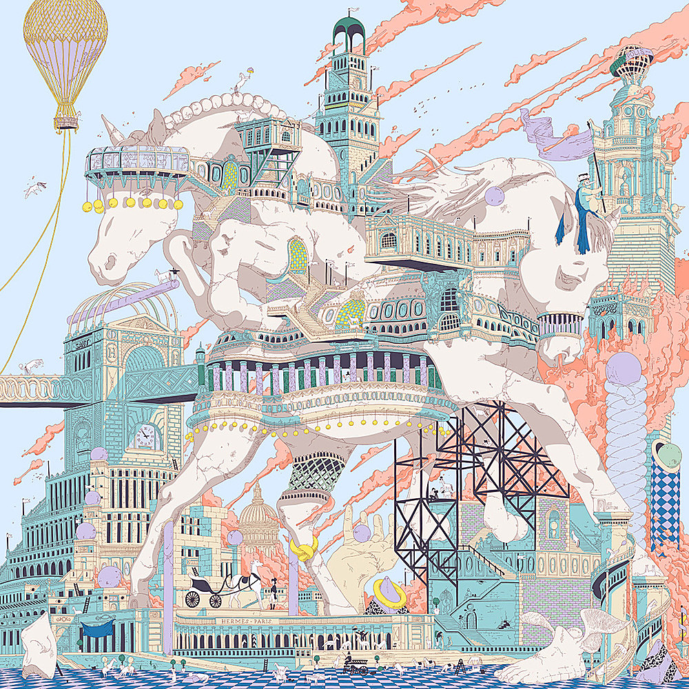 当Hermès丝巾被巨型马城碾压