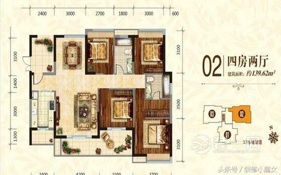 140平四室2厅装修效果图现代简约,简约现代装修风格55平方小户型