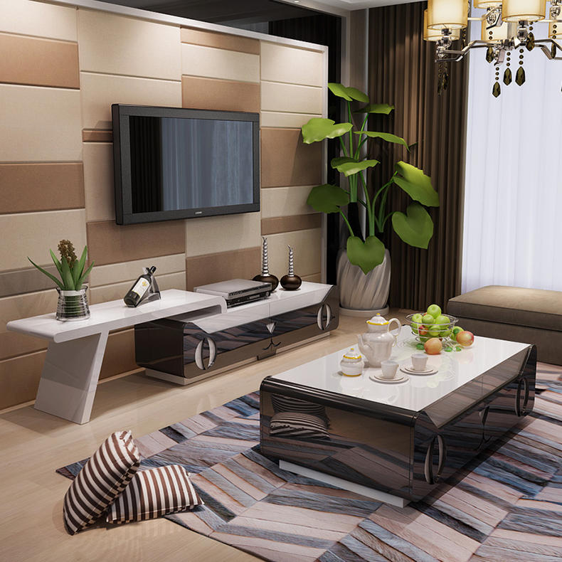 电视柜茶几组合桌现代简约客厅,客厅茶几电视柜现代简约大理石
