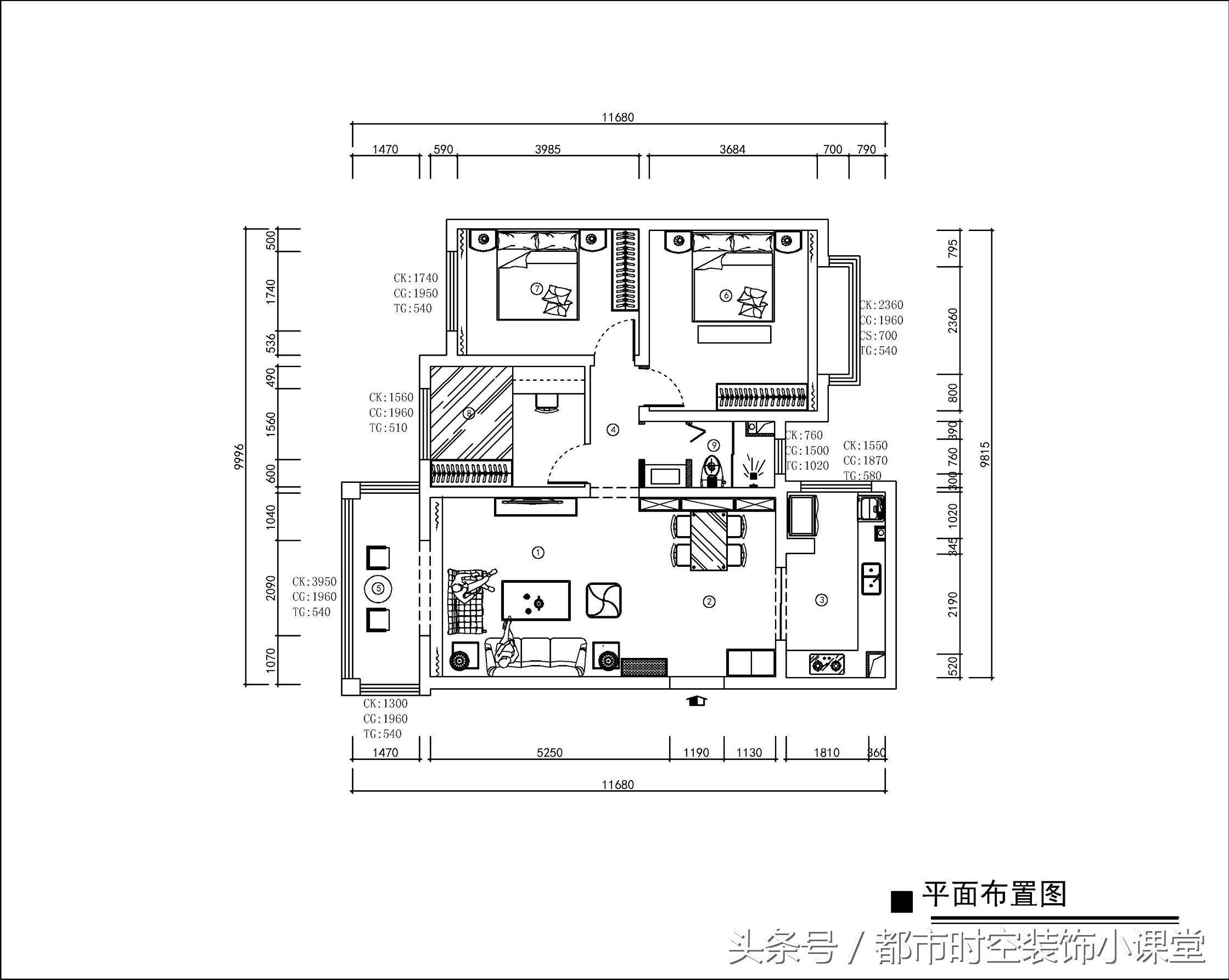现代简约轻奢风户型图,119平房子现代轻奢风格