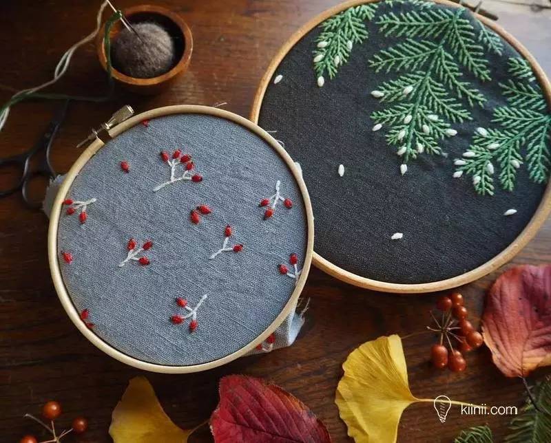 日本刺绣艺术家AliceMakabe的清新刺绣小品