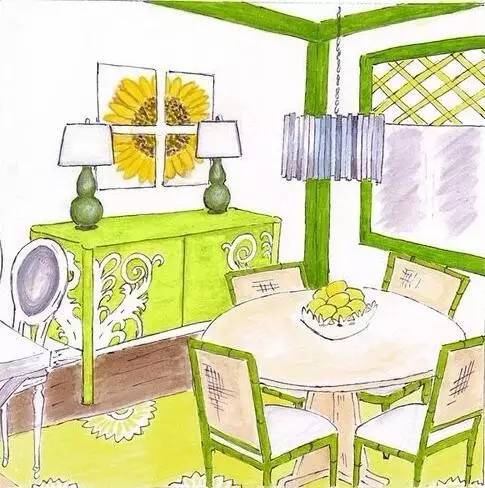 软装自学手绘图,手绘软装效果图