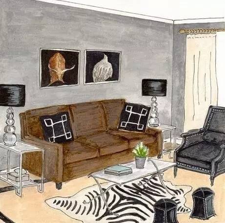 软装自学手绘图,手绘软装效果图