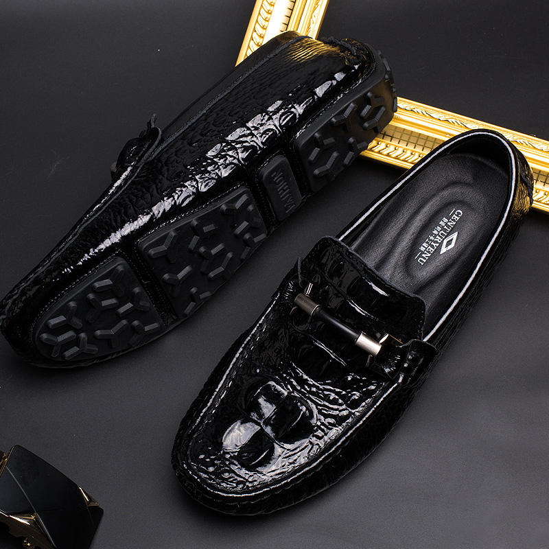 花花公子男士鳄鱼纹皮鞋,鳄鱼纹皮鞋男新款商务透气