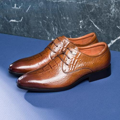 花花公子男士鳄鱼纹皮鞋,鳄鱼纹皮鞋男新款商务透气