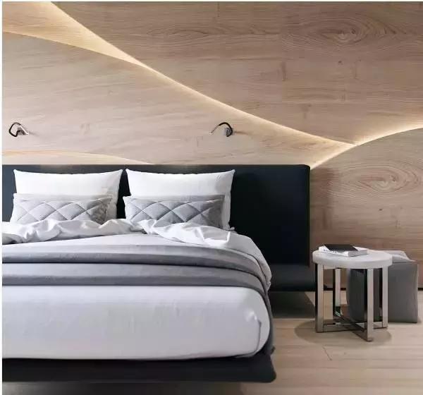 原木风卧室软包背景墙,2米8的软包卧室背景墙效果图