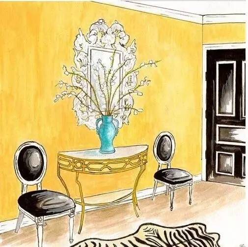 软装自学手绘图,手绘软装效果图