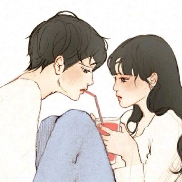 不明显的情侣头像动漫图自取,无水印情侣头像甜蜜双人图文