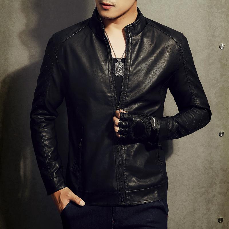 皮衣男款痞帅街拍,亮面机车皮衣男款街拍