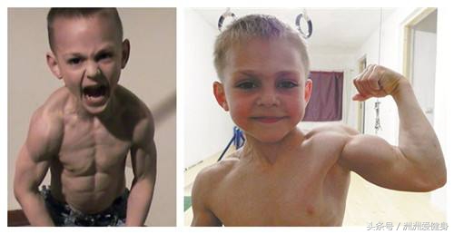 普通小孩的肌肉和肌肉男小孩对比,同样身高的肌肉男和普通人对比