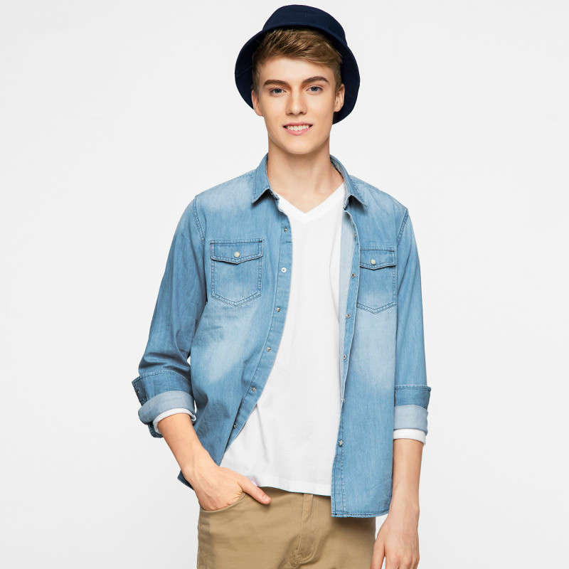衬衫潮流穿搭男生学生党,牛仔衬衫穿出男朋友风