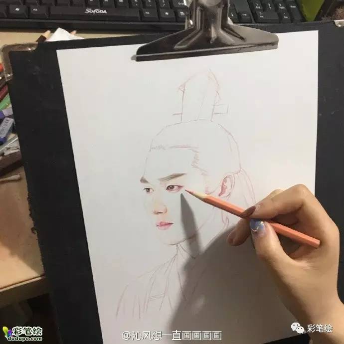 神似!彩铅画三生三世十里桃花中的姑姑白浅和太子夜华