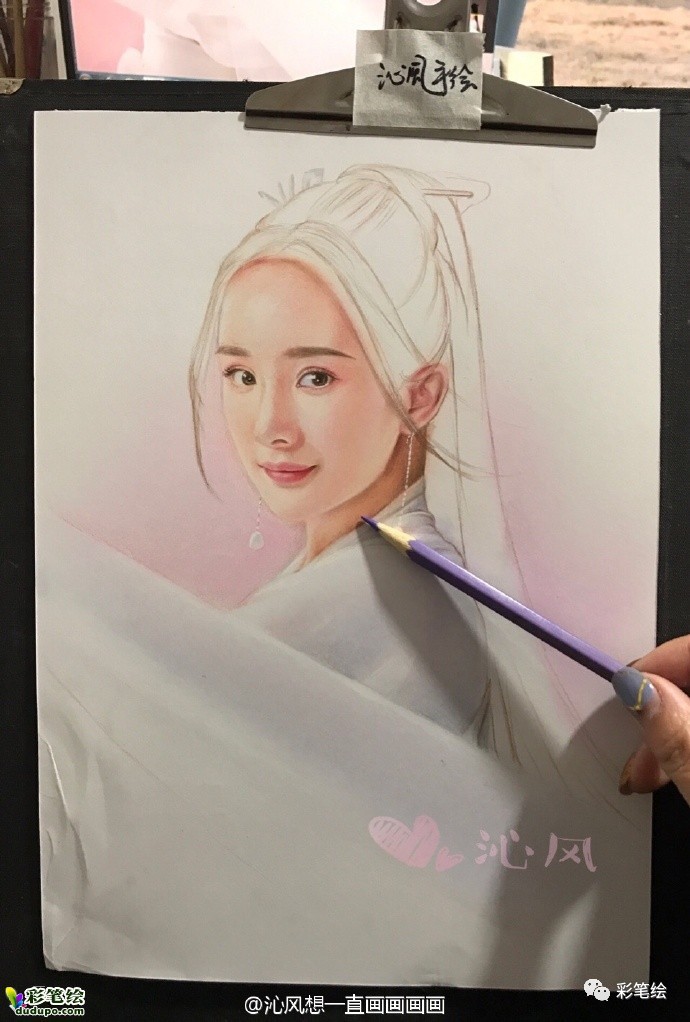 神似!彩铅画三生三世十里桃花中的姑姑白浅和太子夜华