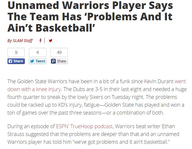 勇士队内矛盾重重，谁都敢吼的最猛悍将与主教练或存在矛盾？