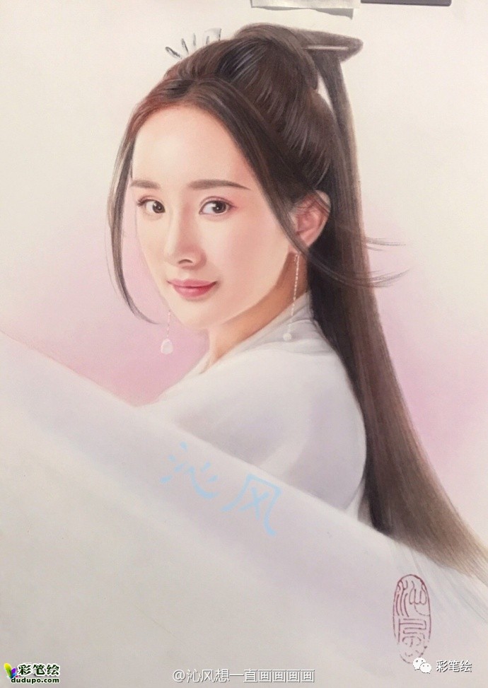 神似!彩铅画三生三世十里桃花中的姑姑白浅和太子夜华