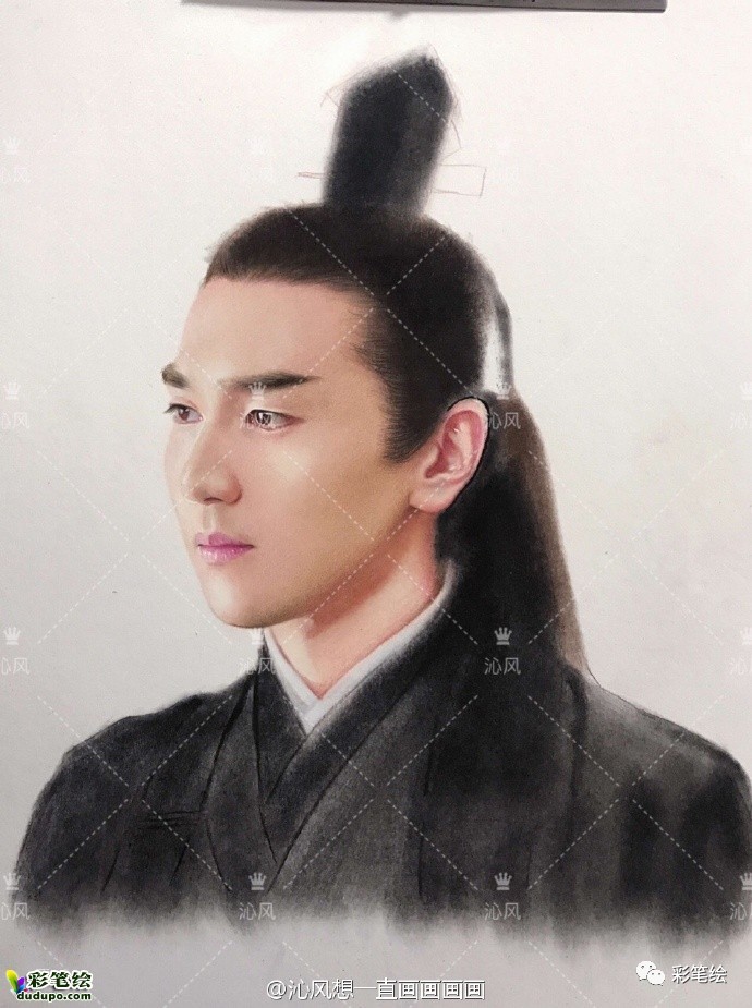 神似!彩铅画三生三世十里桃花中的姑姑白浅和太子夜华