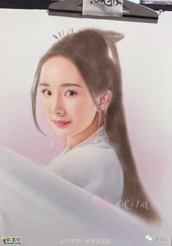 神似!彩铅画三生三世十里桃花中的姑姑白浅和太子夜华