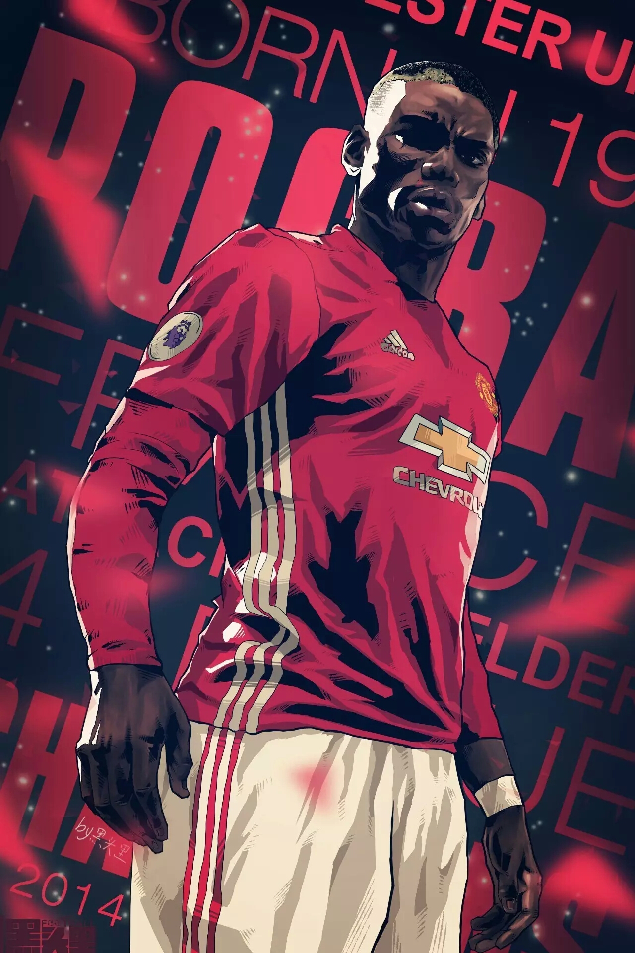 手绘头像足球曼联,足球插画手绘