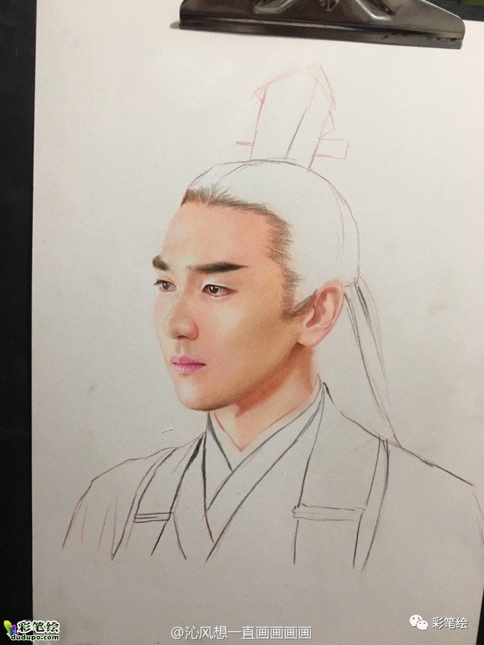 神似!彩铅画三生三世十里桃花中的姑姑白浅和太子夜华