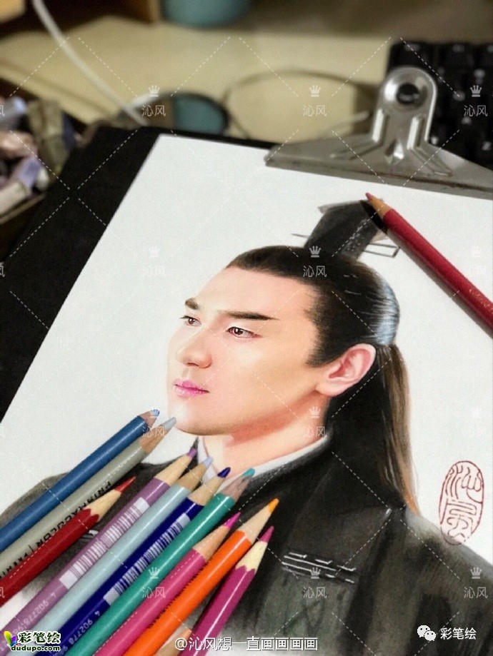 神似!彩铅画三生三世十里桃花中的姑姑白浅和太子夜华