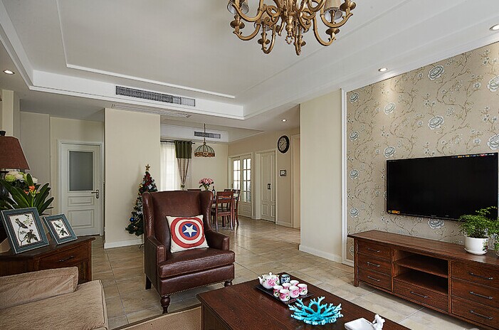 华侨城120平美式装修,装修效果图华侨城简约现代武汉