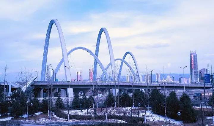 太原跨汾河人行观景观桥,汾河公园网红人行桥