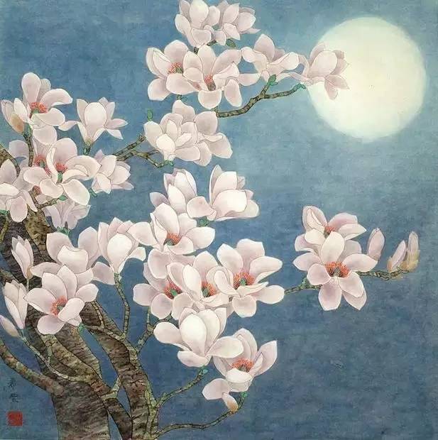 玉兰花儿童绘画,玉兰花绘画作品命名