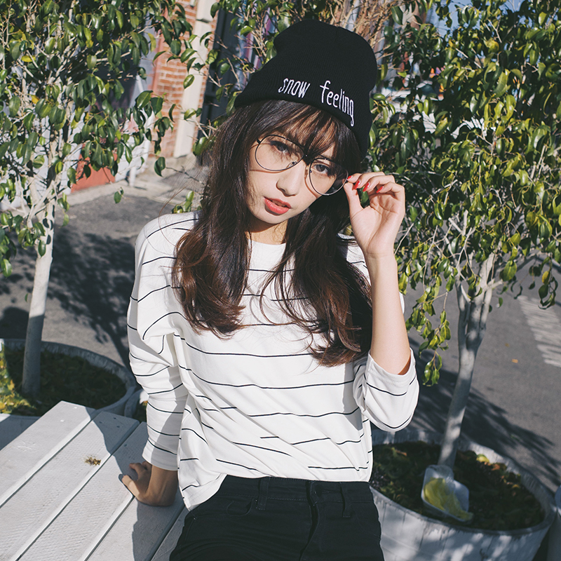 显瘦条纹t恤长袖女,时尚显瘦条纹t恤女装