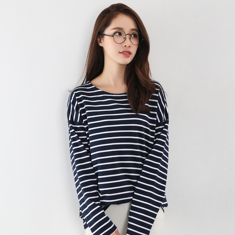显瘦条纹t恤长袖女,时尚显瘦条纹t恤女装