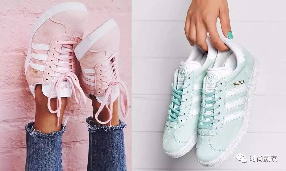 缤纷清爽的粉蓝色系球鞋,摇身成为漂漂型格少女
