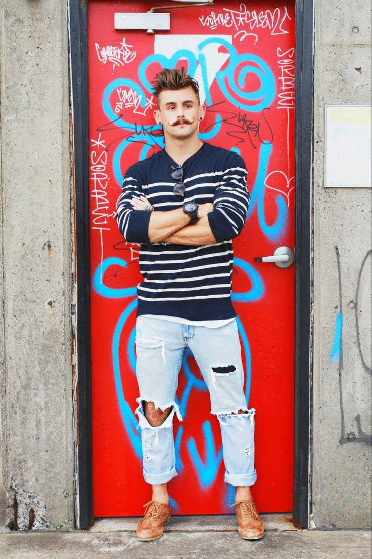 一个洞的破洞牛仔裤,一条横破洞牛仔裤