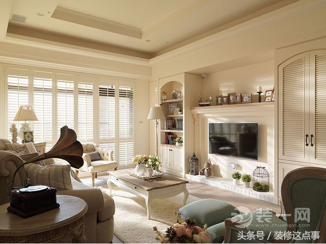 120平重庆凤凰湾美式田园风格装修效果图大大落地窗点亮客厅