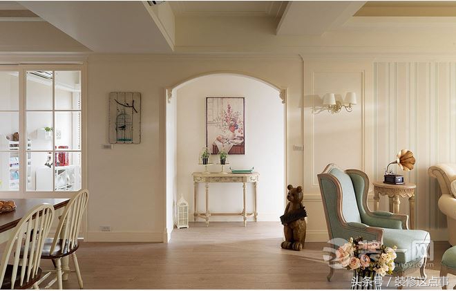 120平重庆凤凰湾美式田园风格装修效果图大大落地窗点亮客厅