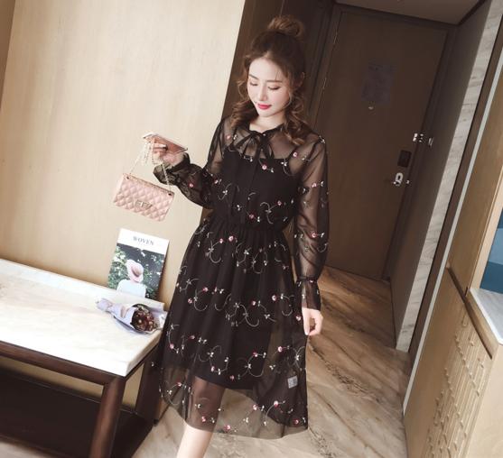 直筒印花雪纺八片连衣裙,儿童雪纺印花连衣裙