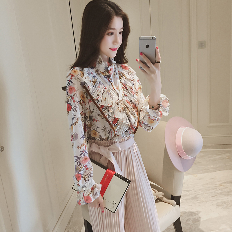 雪纺衫显瘦大花遮肉减龄洋气,夏季时尚百搭洋气碎花显瘦雪纺衫