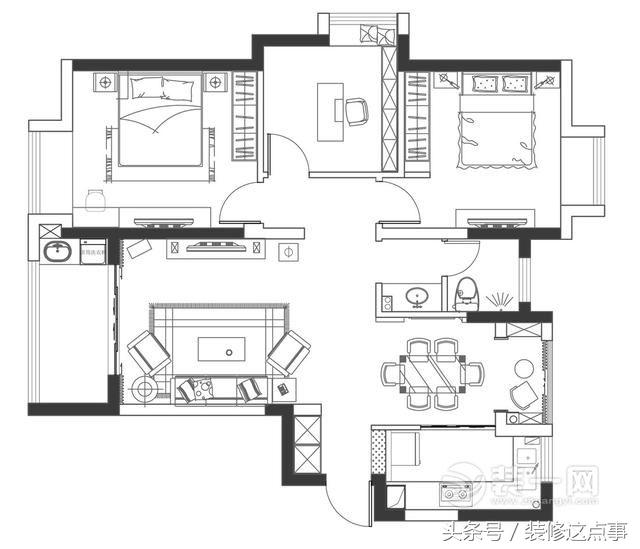 118平三室两厅两卫装修昆明,昆明110平方现代简约装修样板房