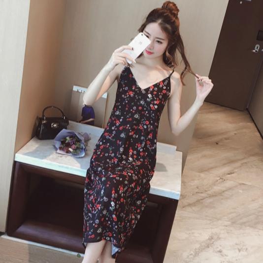 直筒印花雪纺八片连衣裙,儿童雪纺印花连衣裙