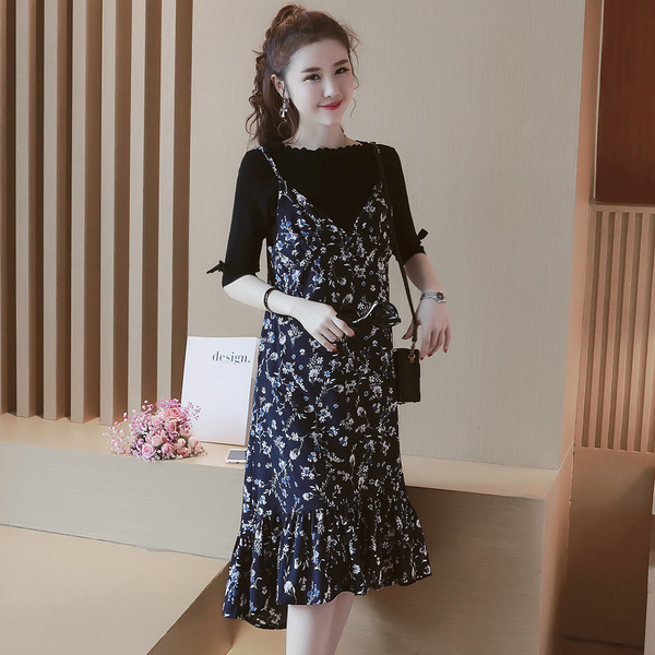 直筒印花雪纺八片连衣裙,儿童雪纺印花连衣裙